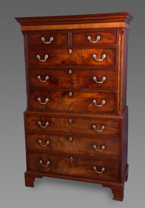 Exceptional Late George II/Early George III Mahogany and Inlaid Chest on Chest