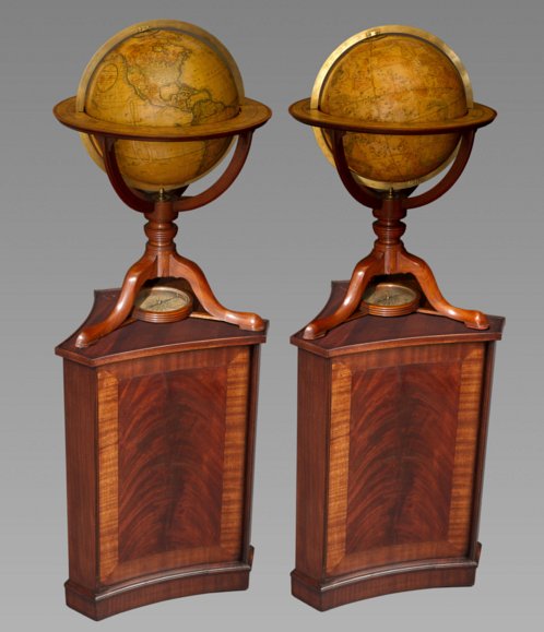 A Pair of George III 12 inch Terrestrial and Celestial Table Globes by Cary’s