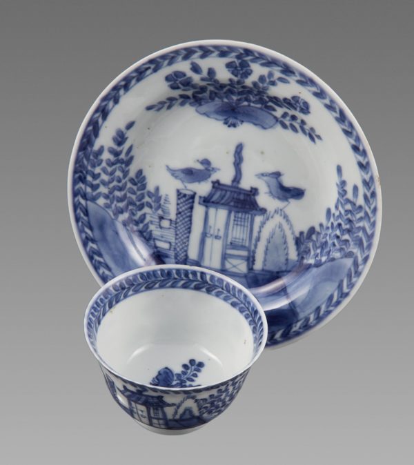 Chinese Export “Cookoo In The House” Tea Bowl & Saucer
