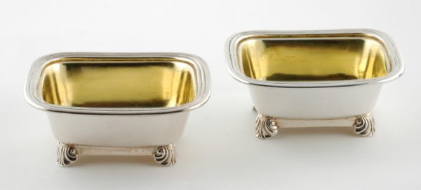 A Good Pair of Chinese Export Silver Open Salts in the Regency Taste
