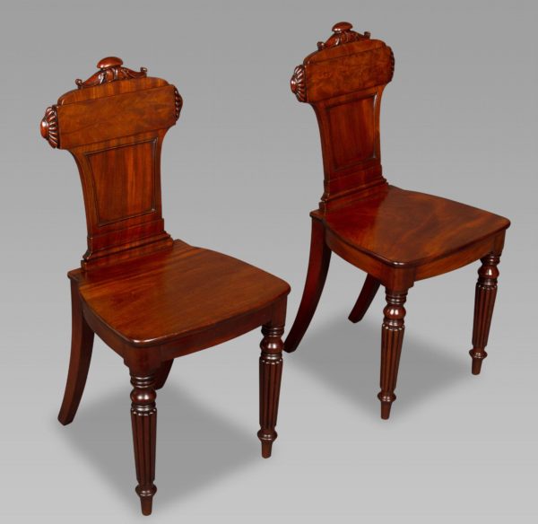 Good Pair Regency Mahogany Hall Chairs