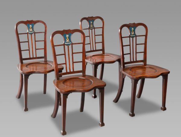 Exceptional Set of Four George II Mahogany Hall Chairs