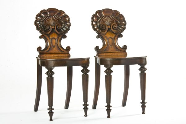 Fine Pair Regency Mahogany Hall Chairs