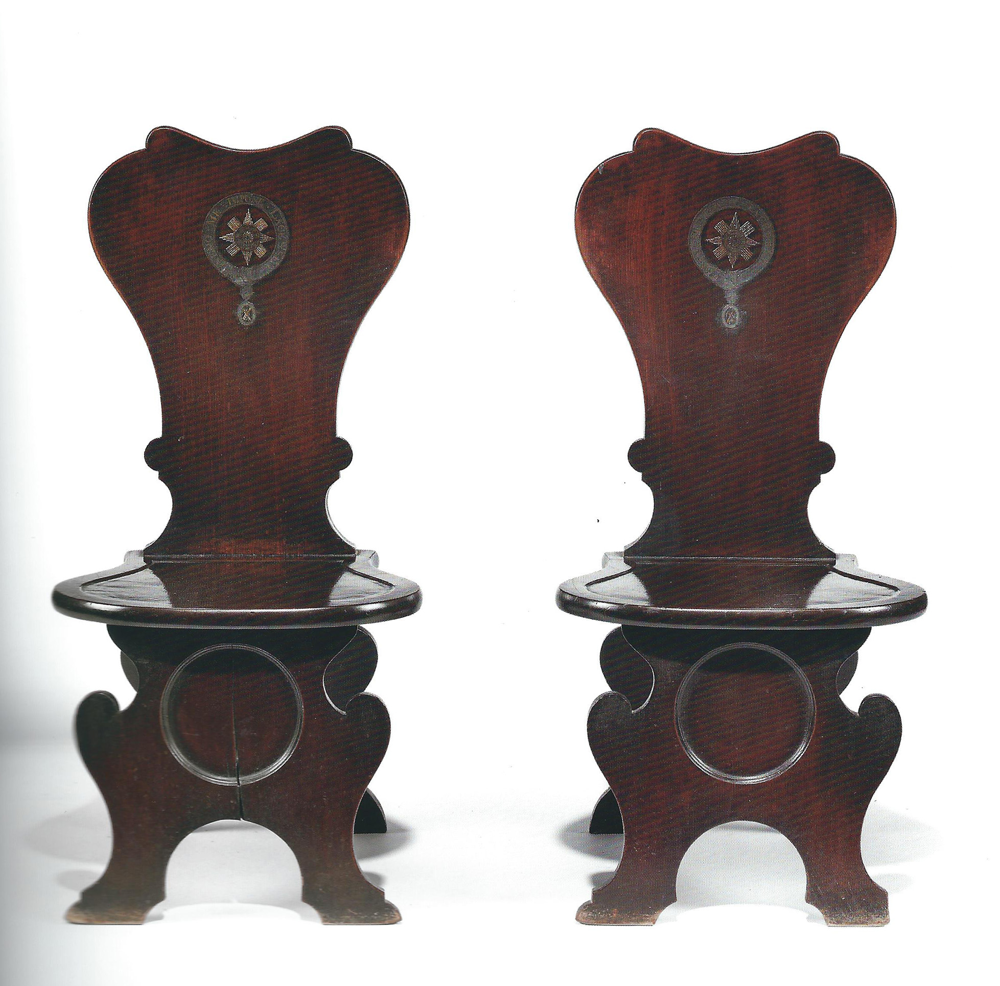 A Pair of Scottish Late George II Mahogany Hall Chairs