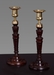 Pair of George III Mahogany and Cast Brass Candlesticks