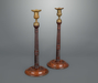 A Pair of George III Mahogany and Brass Candlesticks