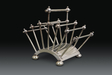 Christopher Dresser: A Fine Pair of Silver Plated Letter or Toast Racks, 1881 For Hukin & Heath