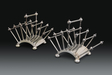 Christopher Dresser: A Fine Pair of Silver Plated Letter or Toast Racks, 1881 For Hukin & Heath